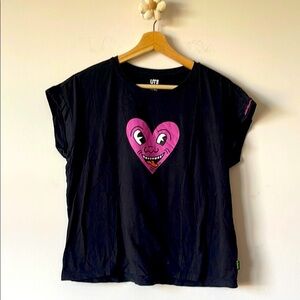 Uniqlo Keith Haring Short Sleeve Tee with Heart Design